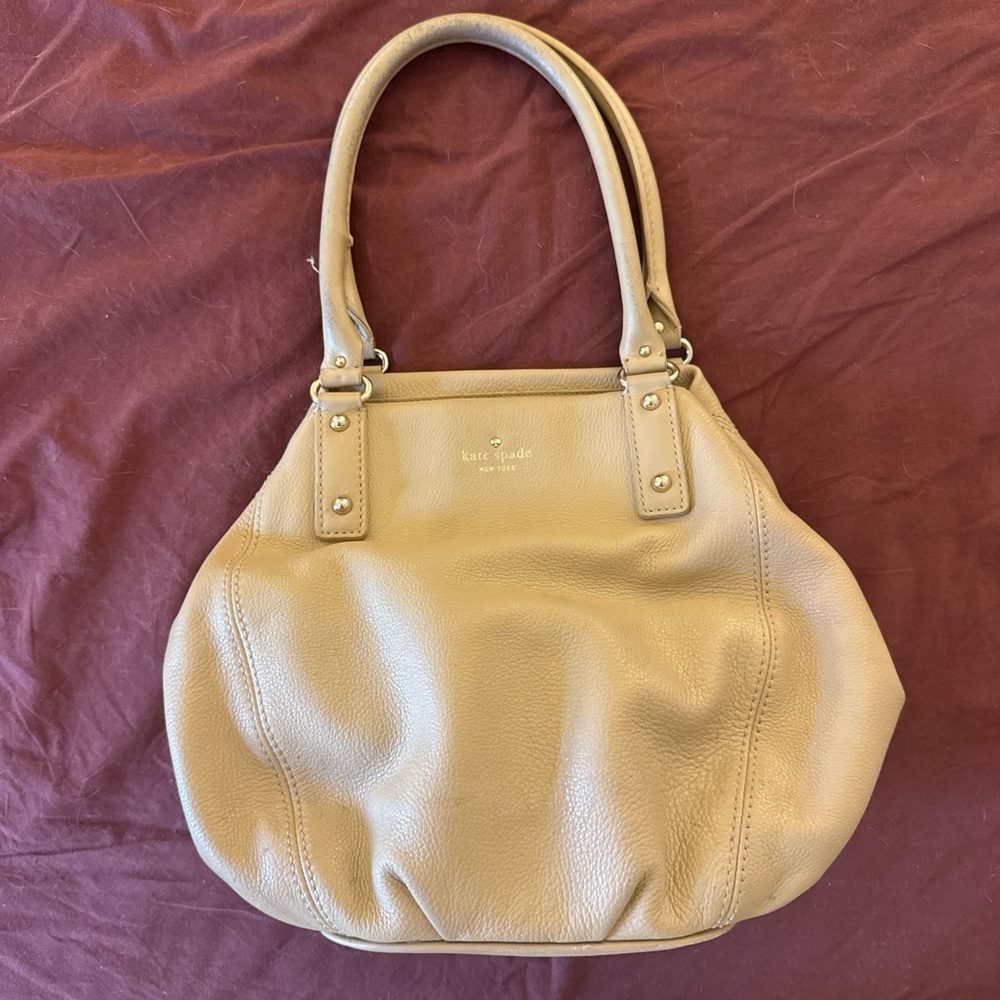 kate spade tan leather shoulder bag with gold-tone logo